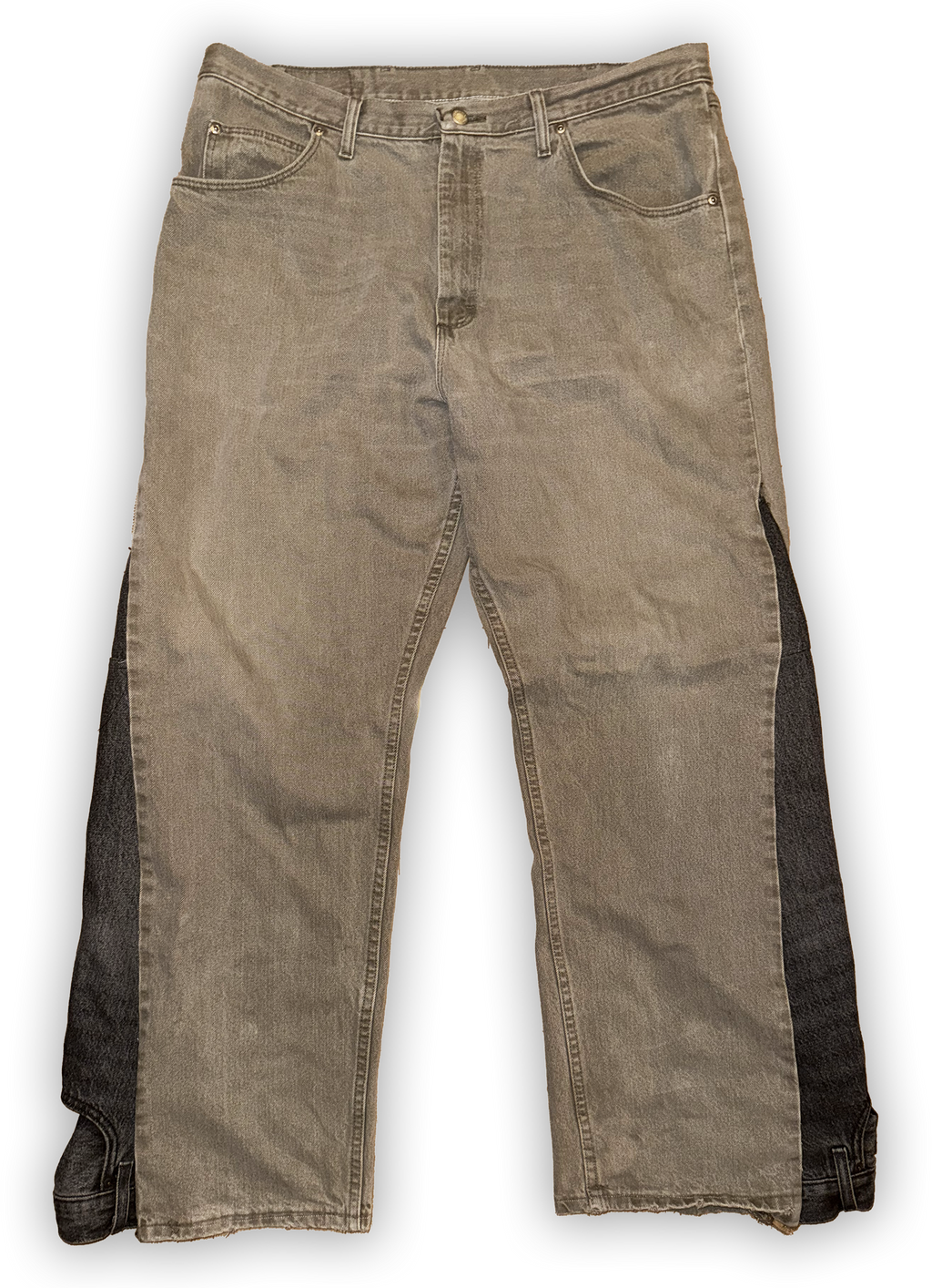 reworked tan jeans