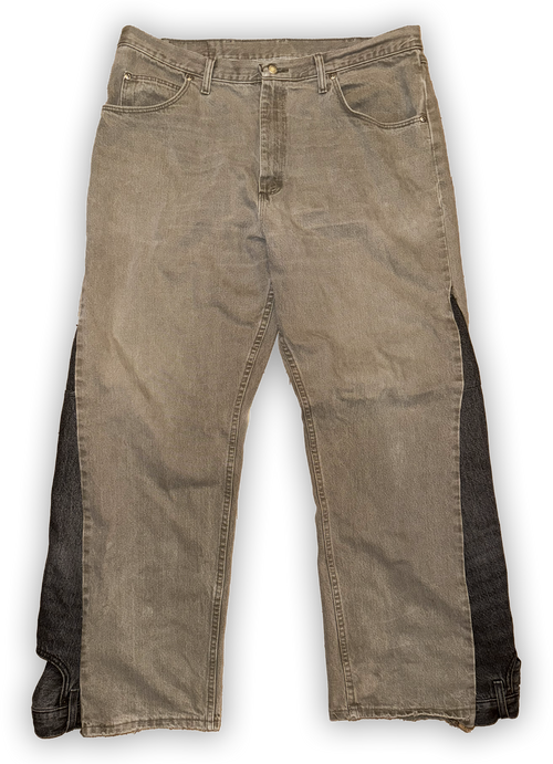 reworked tan jeans